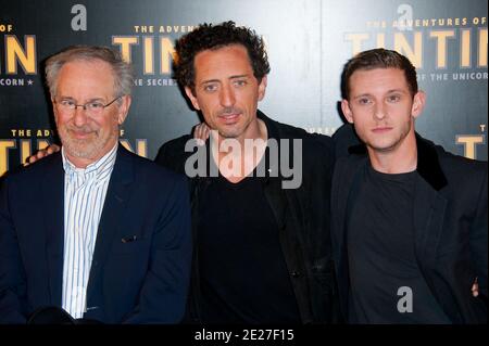 Director Steven Spielberg, Gad Elmaleh and Jamie Bell attending the french premiere of the movie 'The Adventures of Tintin : Secret of the Unicorn' held at the Royal Monceau Hotel in Paris, France on July 19, 2011. Photo by Nicolas Genin/ABACAPRESS.COM Stock Photo