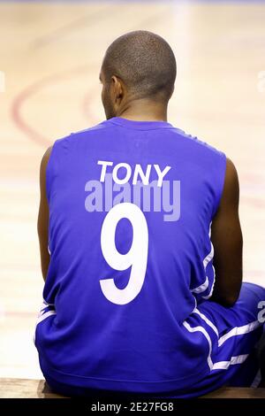 French basketball player Tony Parker takes part in a charity game organized by French national basketball team player, Boris Diaw, to support the association 'Babac'ards' which develops projects in Senegal for youth principally in Bordeaux, France on July 19, 2011. Photo by Patrick Bernard/ABACAPRESS.COM Stock Photo