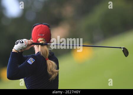 Morgan Pressel of USA is warming up on the practice drills during the 4th round of the Evian Masters, in Evian-les-Bains, French Alps, France on July 24, 2011. Photo by Manuel Blondeau/ABACAPRESS.COM Stock Photo