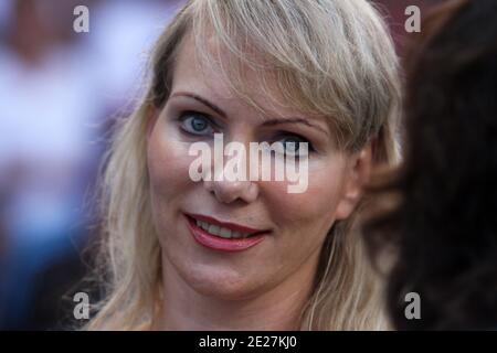 Olympique de Marseille's shareholder Margarita Louis-Dreyfus during French First League soccer match, Olympique de Marseille vs FC Sochaux at Velodromme Stadium in Marseille, France on August 6, 2011. The match ended in a 2-2 draw. Photo by Michel Clementz/ABACAPRESS.COM Stock Photo