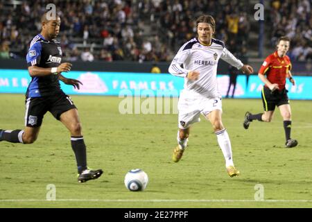 David Beckham in action during LA Galaxy takes on the San Jose Earthquakes held at The Home Depot Center in Carson, CA, USA on August 20, 2011. Photo by Tony DiMaio/ABACAPRESS.COM Stock Photo