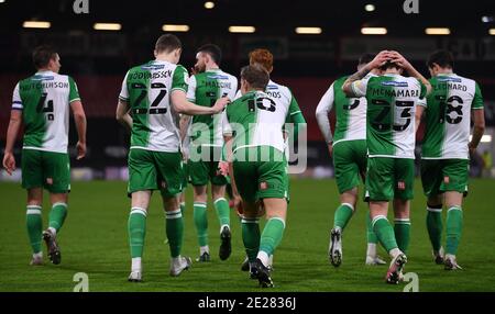 Vitality Stadium, Bournemouth, Dorset, UK. 12th Jan, 2021. English Football League Championship Football, Bournemouth Athletic versus Millwall; Matt Smith of Millwall celebrates with his team after scoring in the 79th minute 1-1 Credit: Action Plus Sports/Alamy Live News Stock Photo