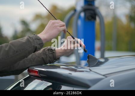 Fietstaxi Meter Sentimenteel Demontage, Antenne, Auto Stock Photo - Alamy