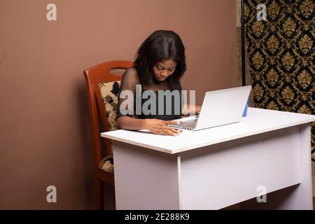 a lady working from home Stock Photo