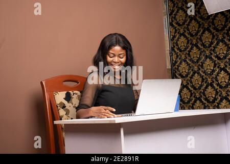 a lady working from home Stock Photo