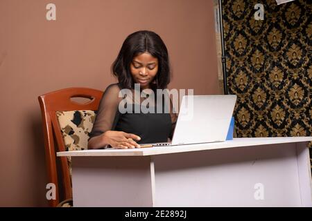 a lady working from home Stock Photo
