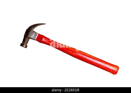 Antique claw hammer on a white background Stock Photo