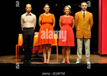 Christophe Petit,Alice Bie,Letti Laubies et Remi Viallet lors du filage presse de la piece de theatre de Remi Viallet 'Un cafe l'addition' au Theatre Rive Gauche mise en scene de Manon Guillemin, a Paris, France, le 9 September,2011. Photo Thierry Plessis/ABACAPRESS.COM Stock Photo