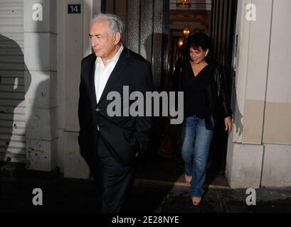 Dominique Strauss-Kahn and his wife Anne Sinclair leaving a building after having lunch with friends in Paris, France on September 18, 2011. Photo by ABACAPRESS.COM Stock Photo