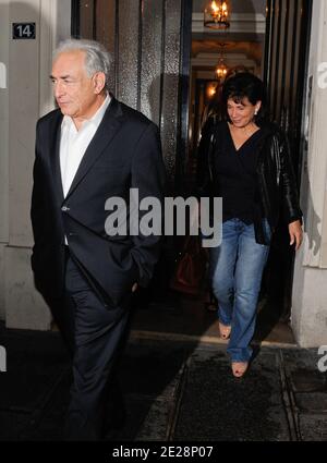 Dominique Strauss-Kahn and his wife Anne Sinclair leaving a building after having lunch with friends in Paris, France on September 18, 2011. Photo by ABACAPRESS.COM Stock Photo