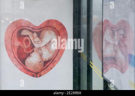 Anti abortion commercial in Gdynia, Poland December 17th 2020 © Wojciech Strozyk / Alamy Stock Photo Stock Photo