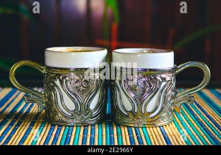 Two traditional cups of coffee Stock Photo