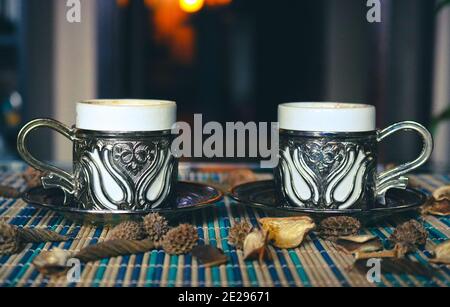 Two traditional cups of coffee Stock Photo