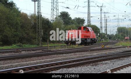 A Deutsche Bahn (DB) Class V 60 Voith Gravita 10 BB diesel hydraulic locomotive at Cologne-Gremberg rail marshalling yard, Germany, Europe. Stock Photo