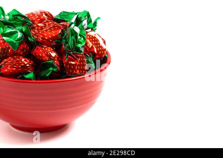 Wrapped Strawberry Candy in Decorative Foil Wrapper Stock Photo