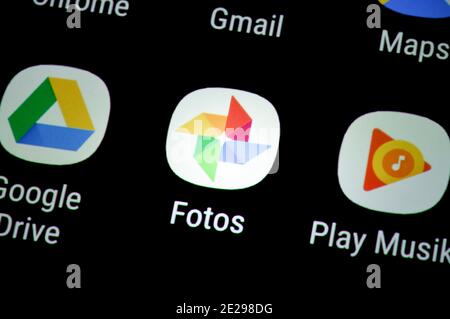 Smartphone, Display, App, Google Fotos Stock Photo