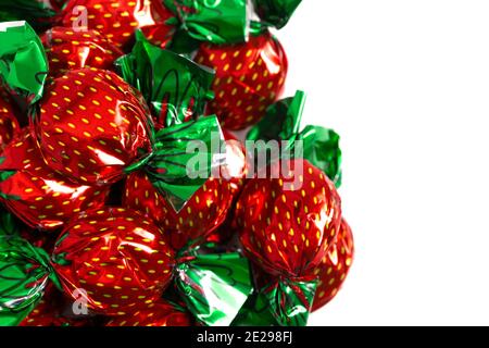 Wrapped Strawberry Candy in Decorative Foil Wrapper Stock Photo