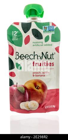 Winneconne, WI -9 January 2021: A package of package of Beech nut fruites pouch on an isolated background. Stock Photo