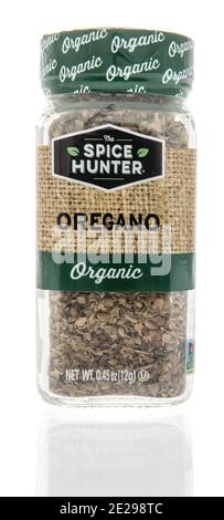 Winneconne, WI -9 January 2021: A package of package of The spice hunter seasoning on an isolated background. Stock Photo