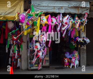 Pinata shop on the streets of downtown Merida, Yucatan, Mexico. Stock Photo