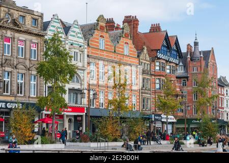 The imposing Nottingham Council House stands high above Nottingham's city centre acting as a backdrop to Nottingham's Old Market Square.
