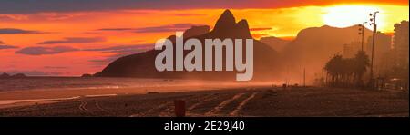 Deserted Ipanema Beach during the Coronavirus Infection (COVID-19) Pandemic Stock Photo