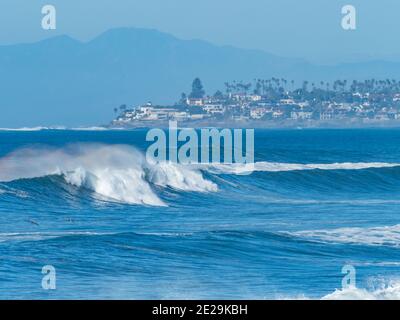 Huge waves near Ocean Beach, San Diego, California with a large swell in 2021 Stock Photo