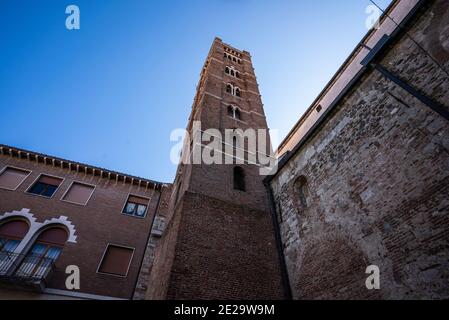 the tower San Lorenzo cathedral, piazza Dante Alighieri, Grosseto, Tuscany, Europe, Italy Stock Photo