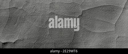 Cracking gray paint on old rough wall texture abstract background banner Stock Photo