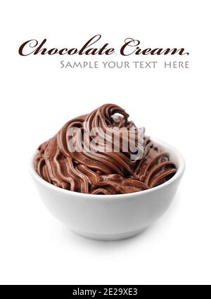 Chocolate cream isolated on white background. Chocolate mousse. Chocolate spread Stock Photo