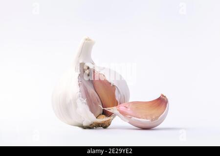 Bulb of garlic on a white background Stock Photo