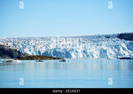 Disko Bay, Greenland - July - boat trip in the morning over the arctic sea - Baffin Bay - calving glacier eqi, world heritage, ice breaking of Stock Photo