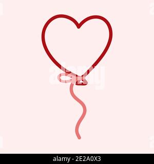 Valentines Day theme doodle icon of hand drawn baloon with heart shape isolated on a pink Stock Photo