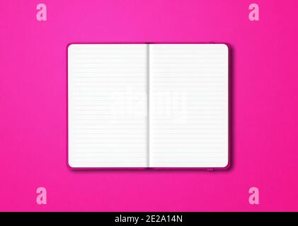 Color Pink Open Notebook Pink open lined notebook mockup mockup isolated on colorful background ...