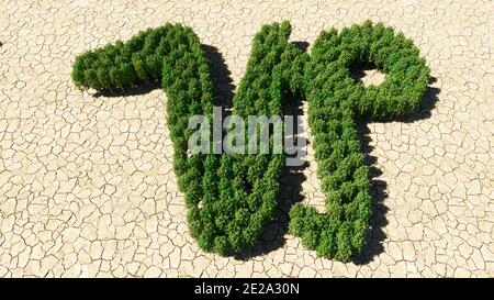 Concept or conceptual group of green forest tree on dry ground background as sign of capricorn zodiac sign. Stock Photo