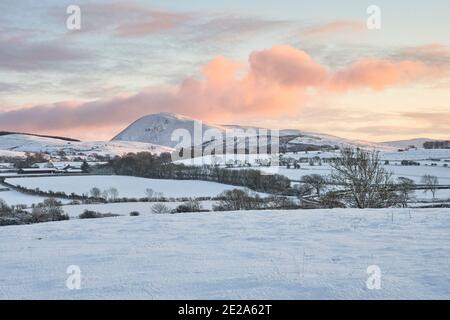 Wintery sunset looking towards Blake Fell, Western Lake District UK Stock Photo