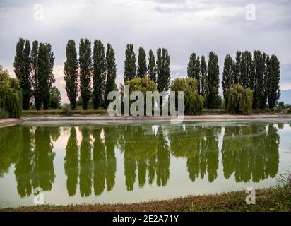 small lake of Ortucchio, Fucino plain, Ortucchio, Abruzzo, Italy Stock Photo
