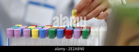 Woman working in lab Stock Photo