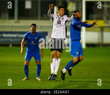 DARTFORD, United Kingdom, JANUARY 12: Charlie Sheringham of Dartford ( son of Teddy Sheringham Ex Player of Manchester United and West Ham United) dur Stock Photo