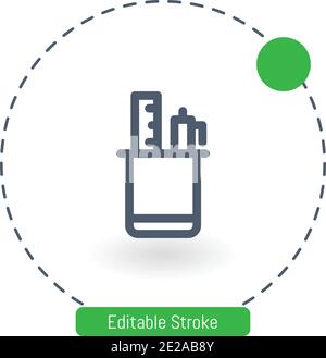 stationery vector icon editable stroke outline icons for web and mobile Stock Vector