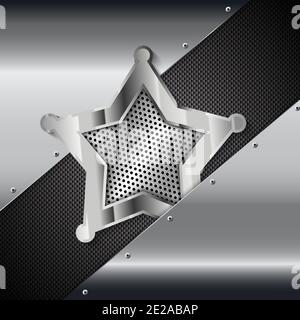 Shiny star metal background with screws on perforated texture.Vector illustration.Eps10 Stock Vector
