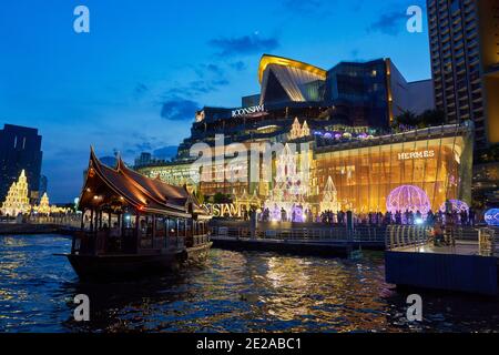 Iconsiam, stylized as ICONSIAM, and ICS is a mixed-use development on the banks of the Chao Phraya River in Bangkok, Thailand Stock Photo