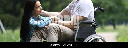 Middle aged male in wheelchair Stock Photo