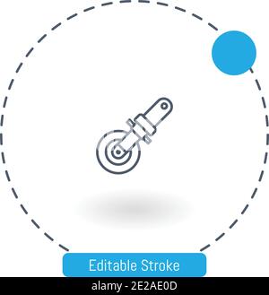 pizza cutter vector icon editable stroke outline icons for web and mobile Stock Vector