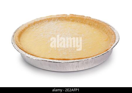 Studio shot of a lemon tart cut out against a white background - John Gollop Stock Photo