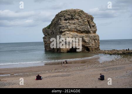 Marsden Rock and Stacks just outside South Shields in September 2020 Stock Photo