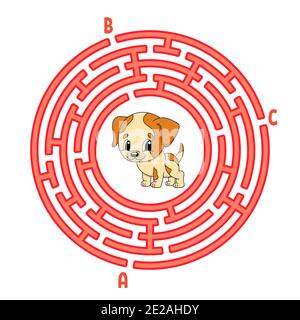 Premium Vector  Educational maze for kids with a funny dog and a bowl of  food. education concept. illustration