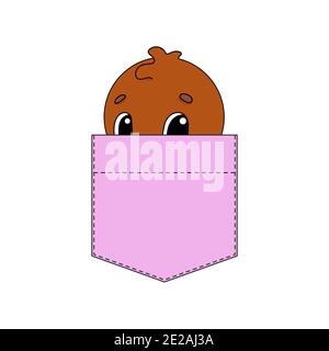 Cute character in shirt pocket. Turkey bird. Colorful vector illustration. Cartoon style. Isolated on white background. Design element. Template for y Stock Vector