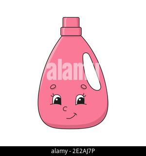 Wash detergent. Cute character. Colorful vector illustration. Cartoon style. Isolated on white background. Design element. Template for your design, b Stock Vector