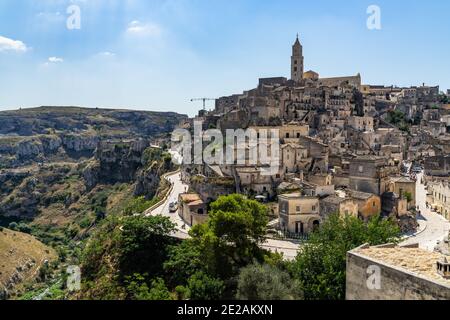 Scenic view of Sassi di Matera in a sunny day, Basilicata, Italy Stock Photo